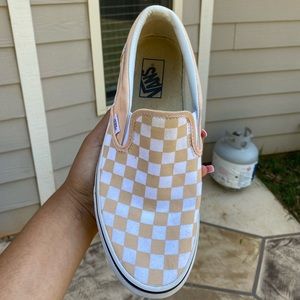 Peach checkered vans